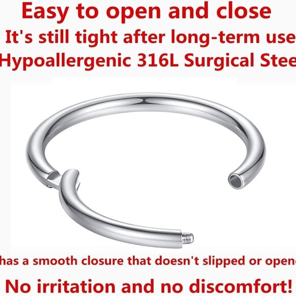 Hypoallergenic Surgical Steel Septum Nose Rings in Multiple Gauges and Colors, C - Picture 2 of 7